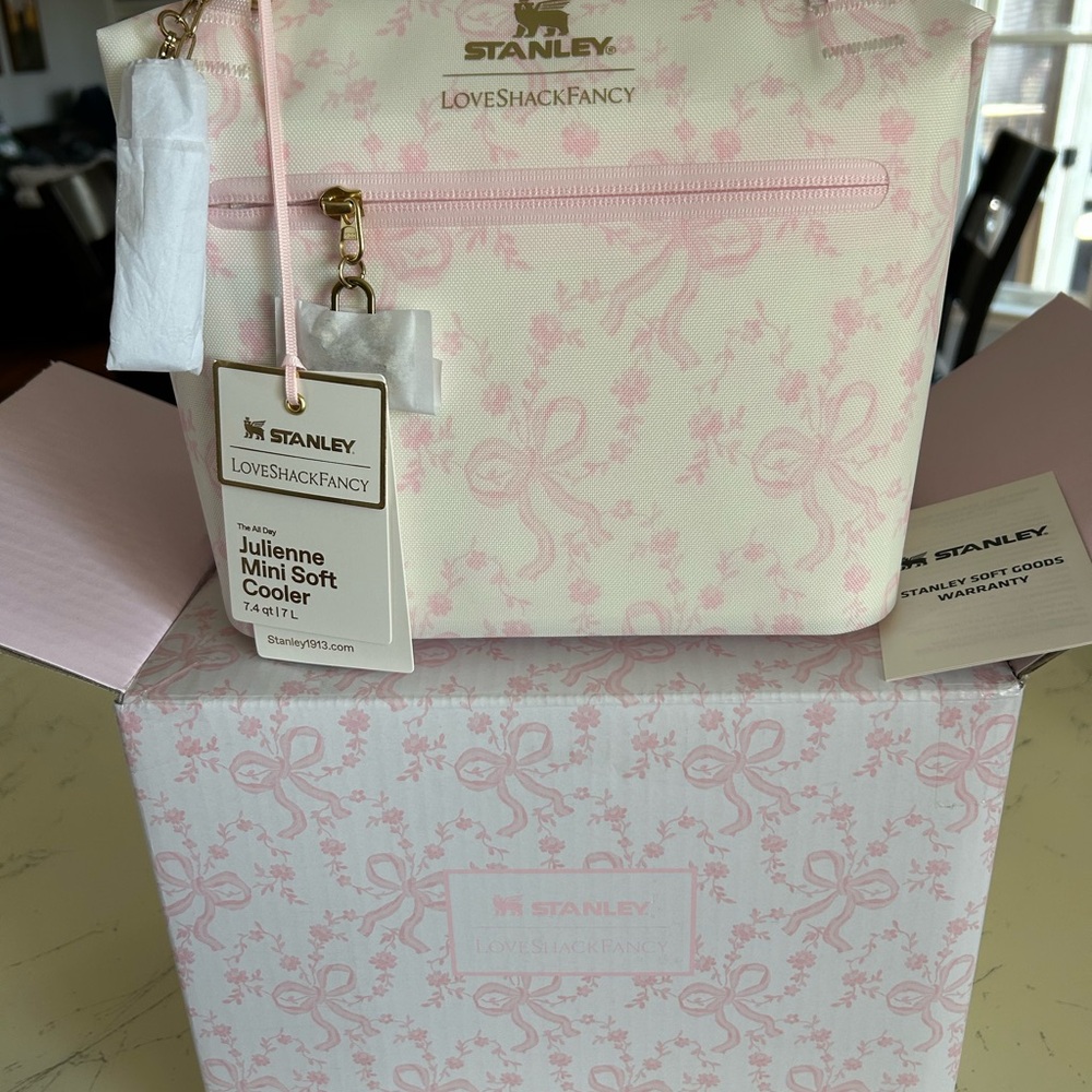 LoveShackFancy Cream and Pink Mini Bag